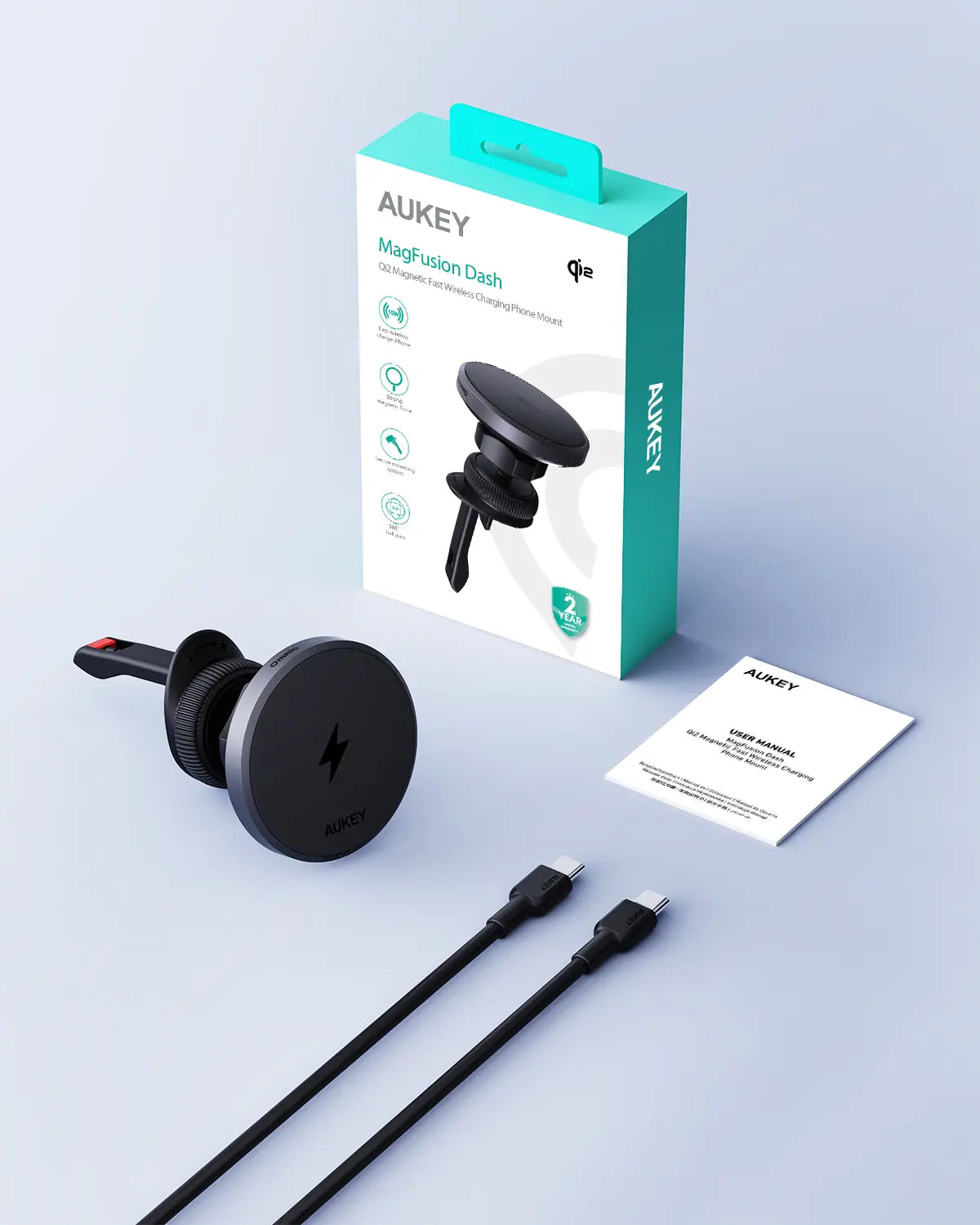 AUKEY MagFusion Dash Qi2 15W Magnetic Wireless Car Charger & Phone Mount – HD-MC13