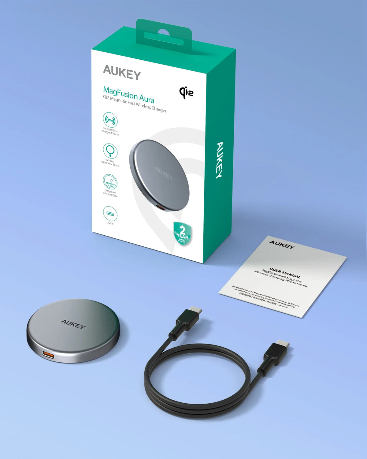 AUKEY MagFusion Aura Qi2 15W Magnetic Wireless Charger for iPhone and Android – LC-MC10