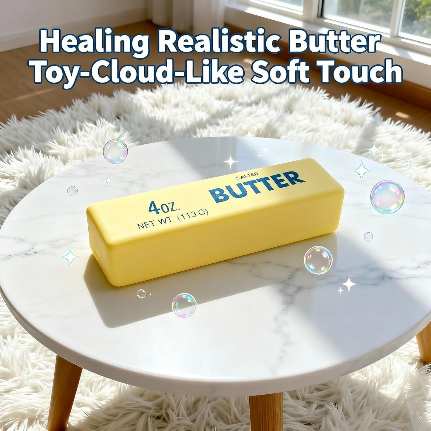 2 PCS Giant Butter Stick Squishy Toy for Office & School – Slow Rising Stress Reliever to Calm Anxiety (Yellow)