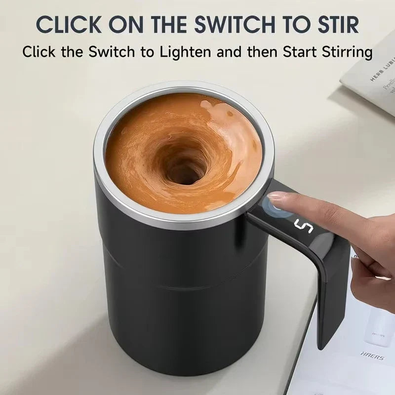 380ML Self-Stirring Electric Coffee Mug Black and White Cup