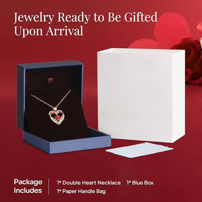 18K Rose Gold Necklaces for Women, 927 Sterling Silver Gifts for Mothers Day, Jewelry for Wife Mom Her Girlfriend, Birthstone Diamond Necklace for Birthday Anniversary, Heart Pendant Jewelry-SEP