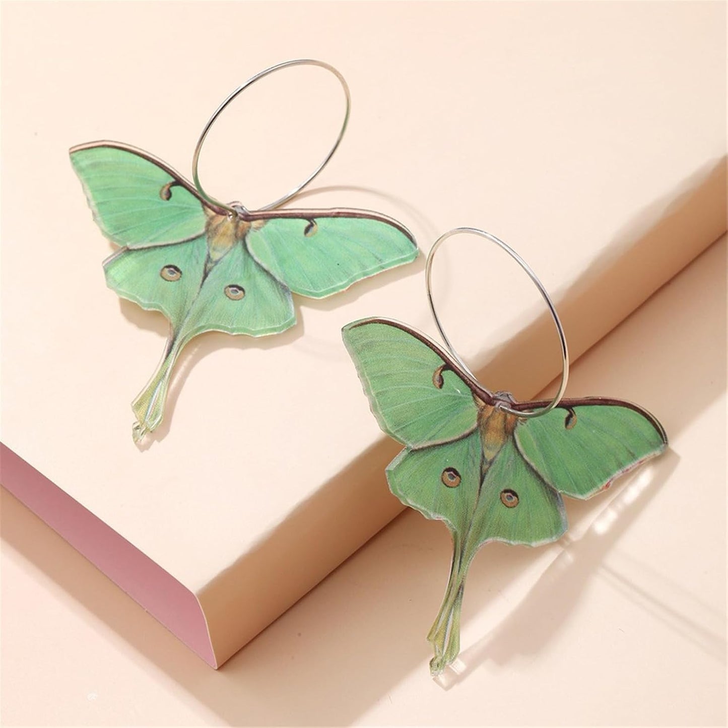 Butterfly Earrings for Women Unique Punk Insect Moth Drop Earrings Colorful Lightweight Acrylic Moth Wing Earrings Statement Earrings Party Jewelry
