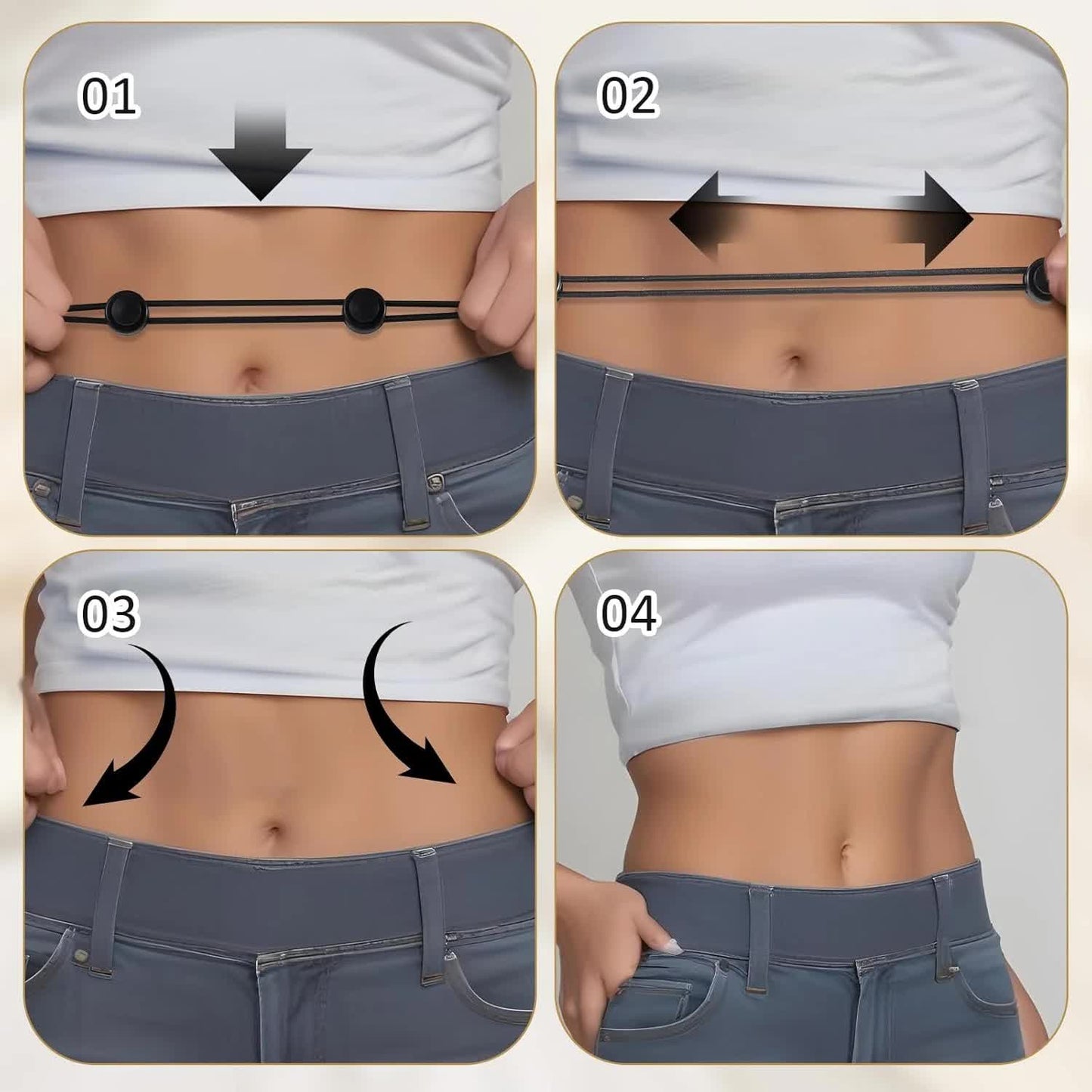 2 Pcs Tuck Band Adjustable Crop Band, Tuck Band Tool for Women Waist Shirts Sweater, Elastic Band Transform The Way You Style Your Tops Suitable for Yoga, Fitness and Other Sports (Black+White)