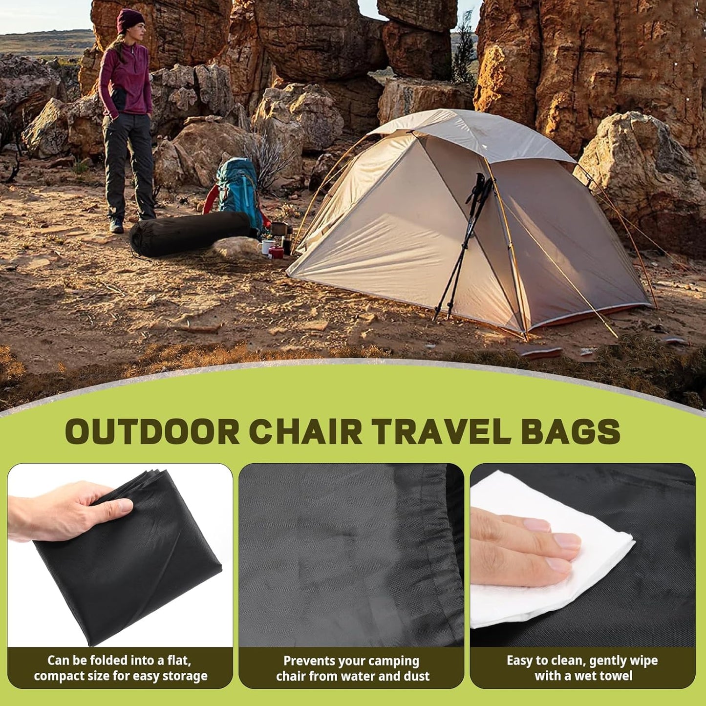 Camping Chair Replacement Bag for Coleman Portable Folding Chair Carry Bag with Shoulder Strap, Protective Carrying Chair Bag for Travel Outdoor Camping Sports, Black (Chair is Not Included)