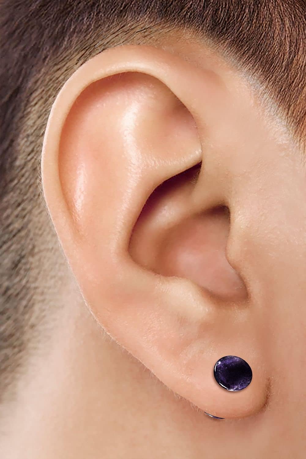 Organic Stone Amethyst Double Flared Saddle Ear Gauge Double Flare plugs Stretcher Lobe Earring Piercing Jewelry Choose Sizes 2pcs-00g (10mm)-Stone 2pcs-00g (10mm)-Stone