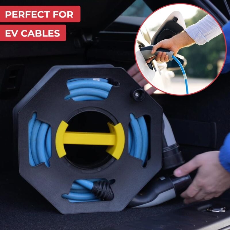 Caravan Cable Reel, Manual, Empty, For Camping And Household, Up To 25 M Of Cable, Plastic, Black And Yellow