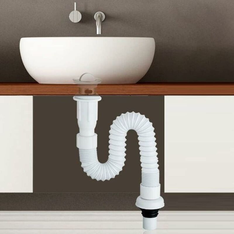 Sink Drain, Space-Saving Drain, Flexible Sink Drain, Sink Drain, Extendable From 40 To 80 Cm