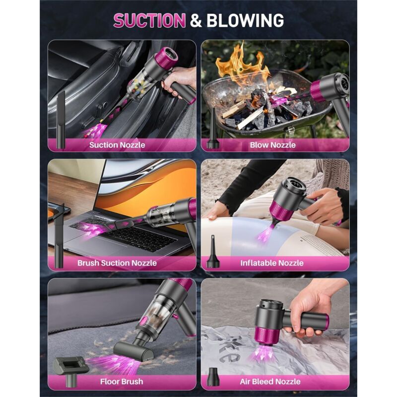 4-In-1 Powerful Cordless Car Vacuum Cleaner, 15Kpa Mini Cordless Handheld Vacuum Cleaner, Dual Filtration System, LED