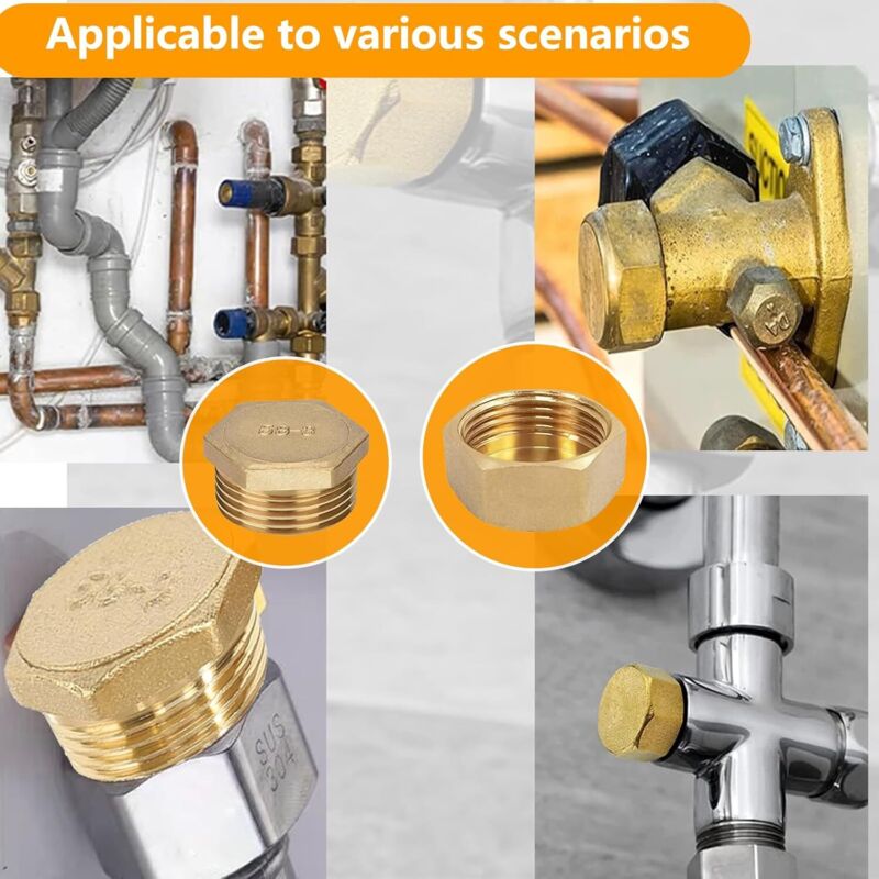 20 pcs Brass Threaded Caps With Threads, 05/10 08/13 15/21 20/27 12/17Male Water Inlet Plug Tap