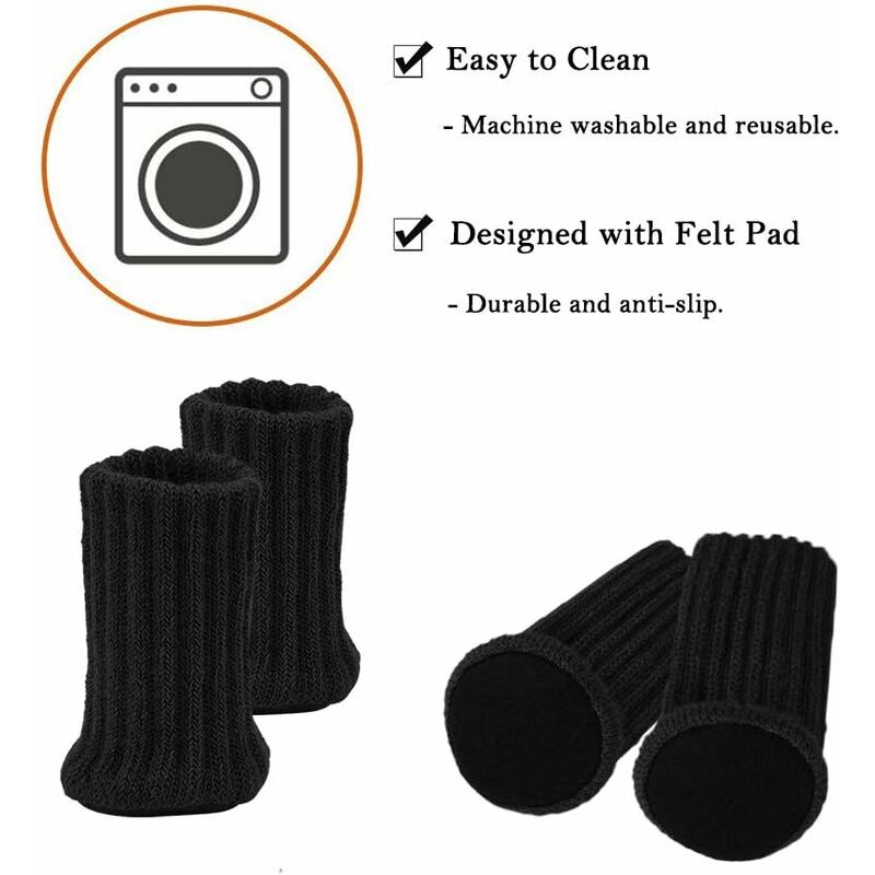24 pcs Felt Furniture Chair Socks, Table Covers Furniture Caps Feet Pads Floor Protectors - Prevent Scratches And Noise