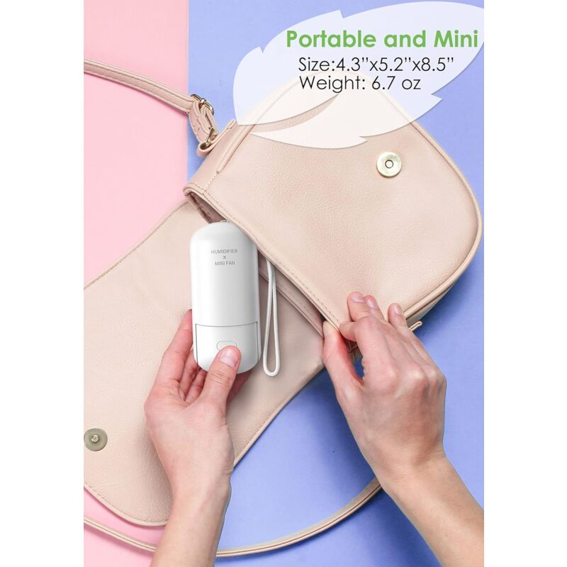 Portable Misting Fan, 3 In 1 Handheld Fan, 3 Adjustable Speeds, Foldable Personal Fan For Girls Women Traveling (White)