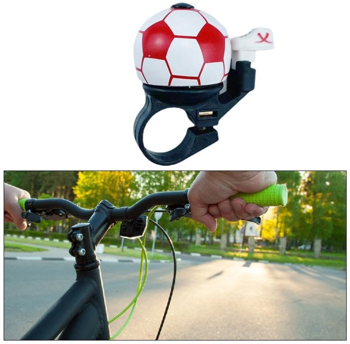 Bicycle bell - Red football bicycle bell - Football bicycle bell - Bicycle horn - Children's bicycle bell - Bicycle horn - Red