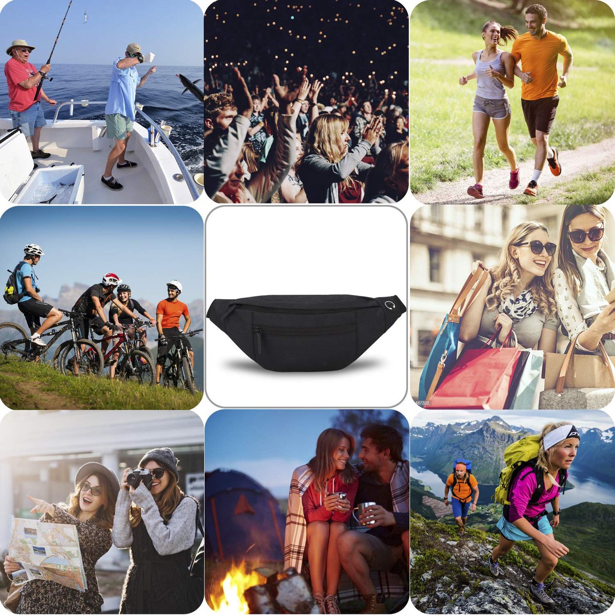 Fanny pack - Sports fanny pack - Running belt - Large fanny pack - Men's and women's - Fanny pack - Pouch - LIGHTWEIGHT RUNNING - For travel/on the go - Dark gray