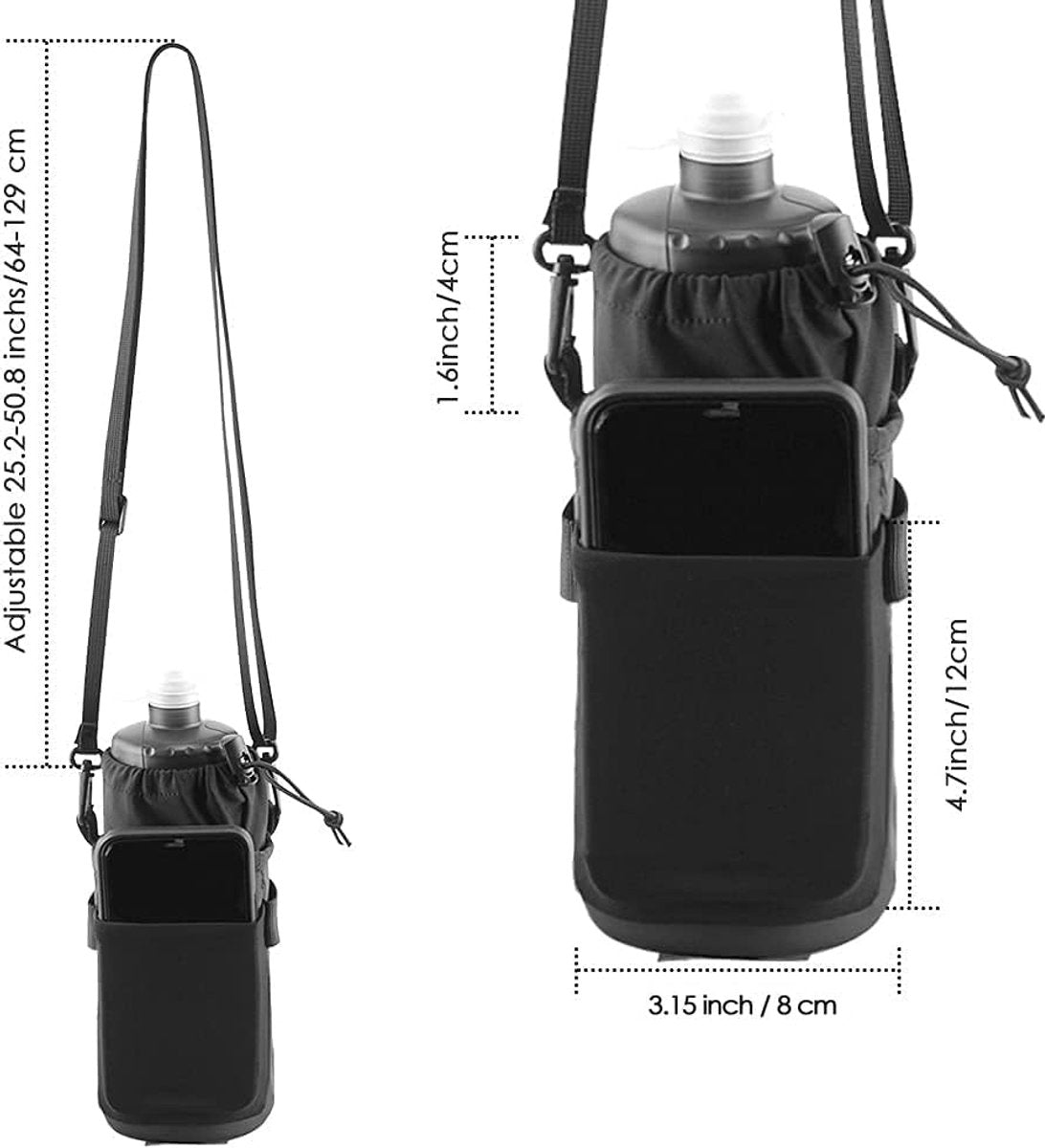Bicycle panniers - Water bottle cage - Insulated cup holder with shoulder strap - Cup holder with phone storage for adults and children - Water bottle cage for mountain bike handlebars - Black