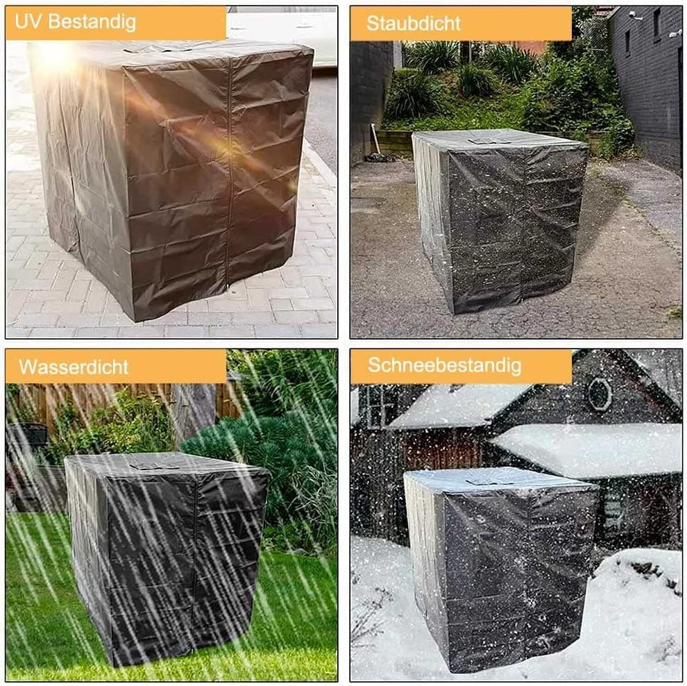 Waterproof UV-Resistant IBC Garden Water Tank Cover, Black, 210D Oxford with Zipper