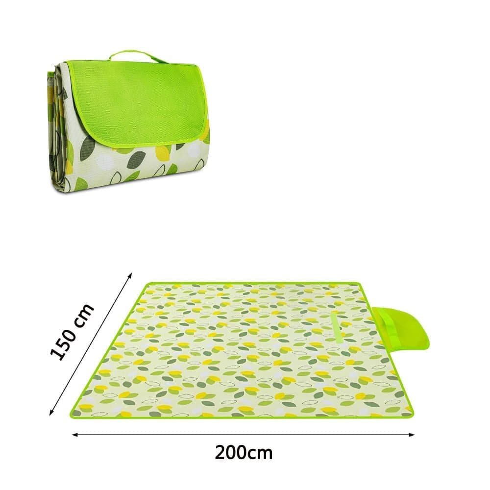 Waterproof Picnic Mat 150x200cm, Dark Green, Foldable with Carrying Handle, Durable for Camping Beach Park and Outdoor Activities