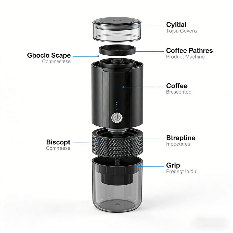 Portable Handheld Coffee Maker, compatible with K Cup Capsules and Ground Coffee, Manually Operated for Camping Travel