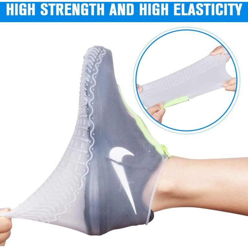 Reusable Silicone Shoe Covers with Non Slip Reinforced Sole, L 39 to 42