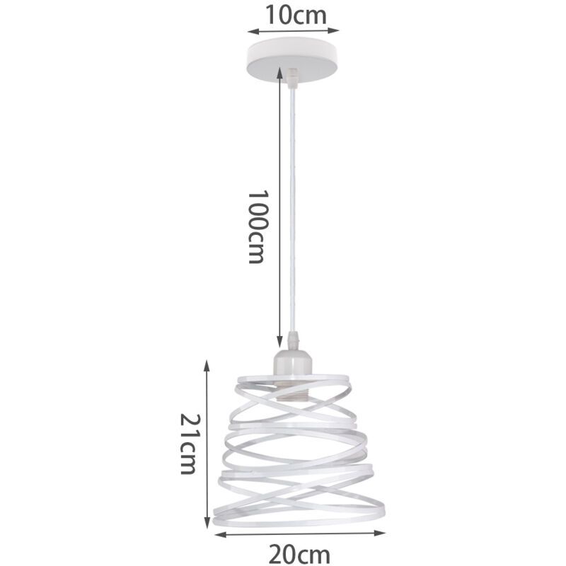 Vintage Metal Cage Pendant Light E27 Retro Industrial Ceiling Light White