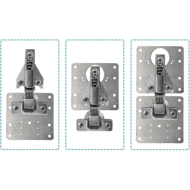 4 Pcs Stainless Steel Hinge Repair Plates with Screws for Cabinet Furniture Shelves