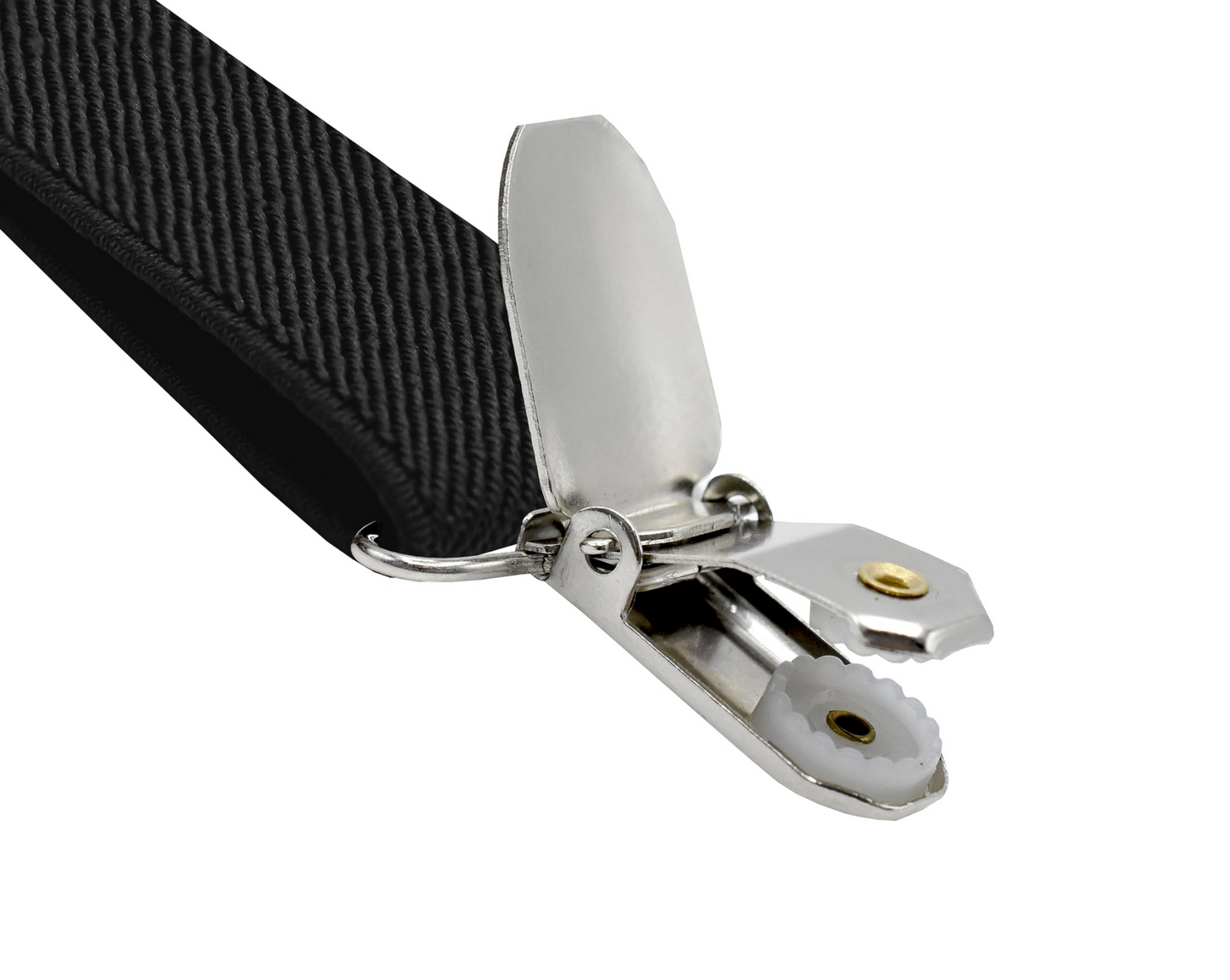 Men's Elastic Suspenders with Strong Clip-On Braces, Adjustable Slim Formal Style, Black