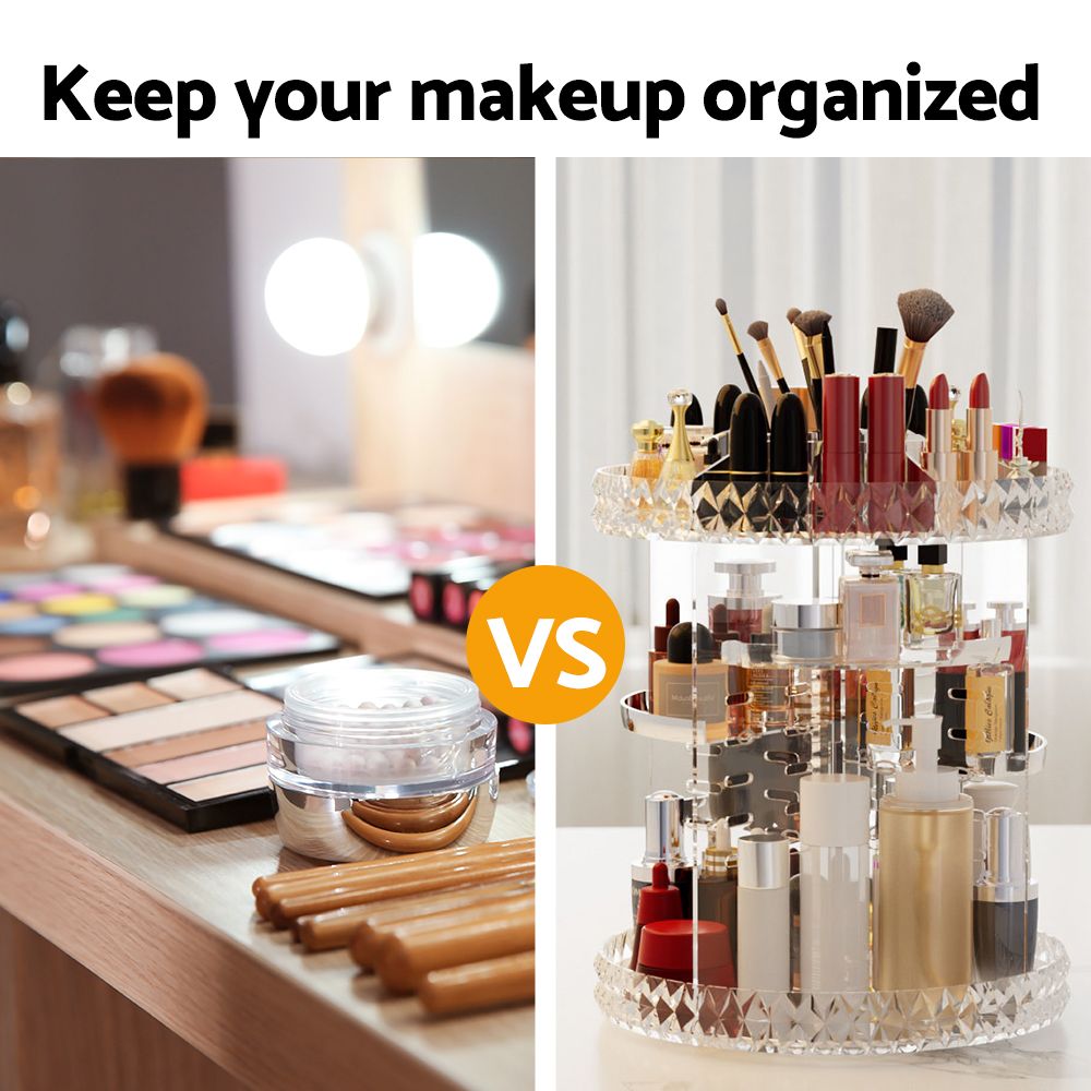 Rotating Acrylic Makeup Organizer, Cosmetic Storage Display Holder