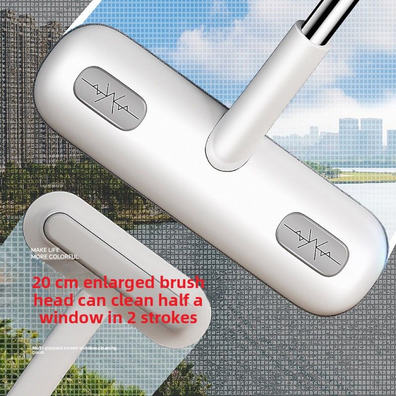 2-in-1 Window Screen Cleaning Brush with 82 cm Extendable Stainless Steel Handle, Wet and Dry Mesh Cleaner
