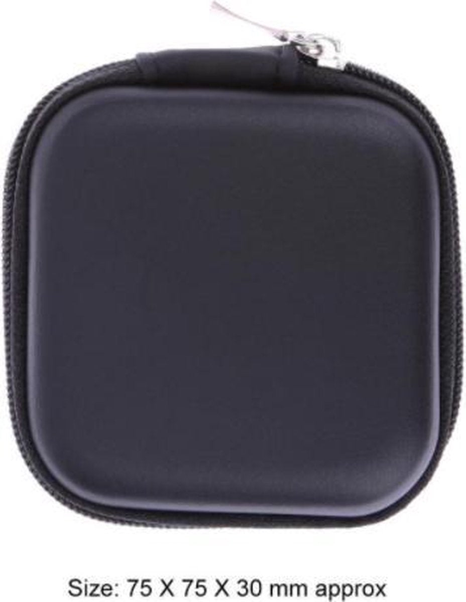 Hard Case Earphone Case | Storage Bag for Earphones | Cable Pouch | Storage Case for Cable | In-Ear Earphones | Key Holder | Coin Holder | Keys | Coins | Travel Bag | Black | Storage Bag | Storage Space | Phone Accessories | Electronics Protector