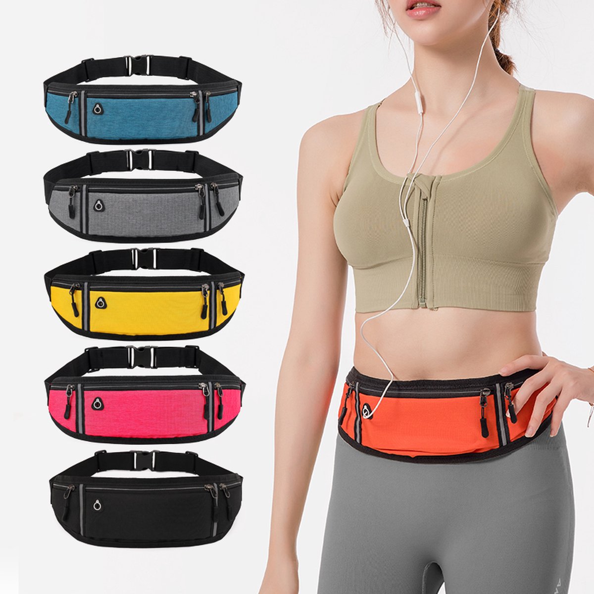 Waist Bag | Running Belt | With Phone Holder | With Smartphone Holder | Reflective | Running Bag | Blue