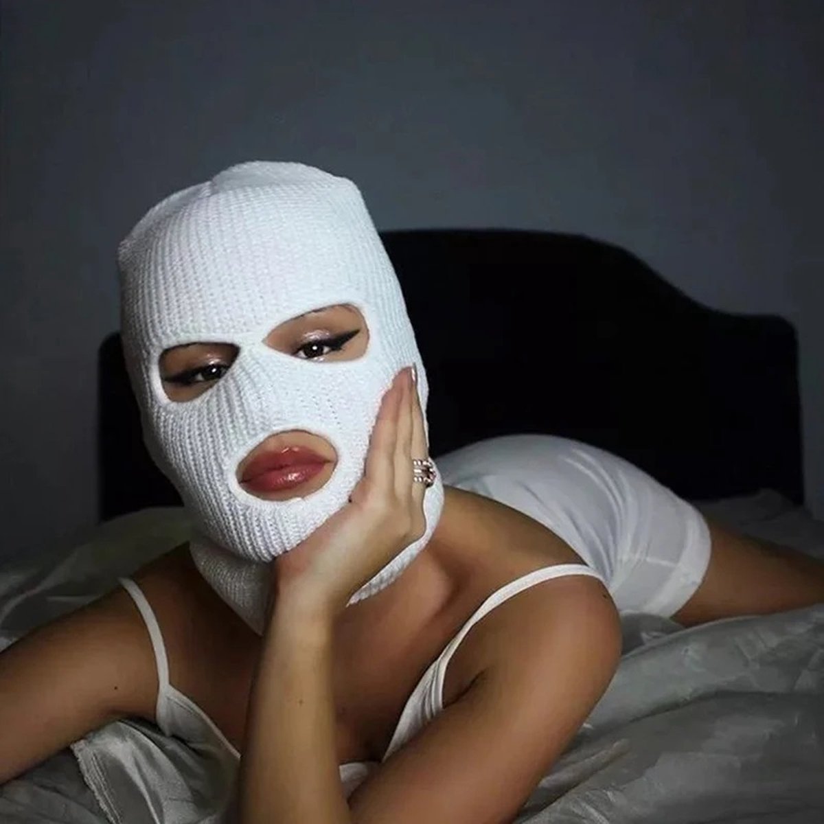 Three-Hole Balaclava | Facemask | Ski Hat | Bivouac | Winter Sports | Motorcycle/Skipper/Cycling Hat | Universal / One Size | White