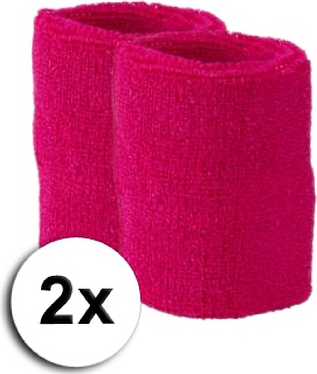 Fuchsia wrist sweatbands 2 pieces