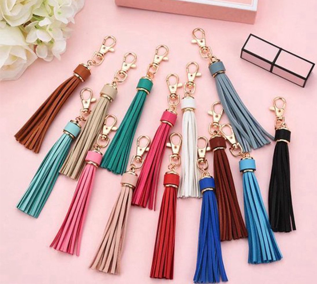 Tassel Keychain | Key Holder | PU Leather Keychain | Universal | Light Brown