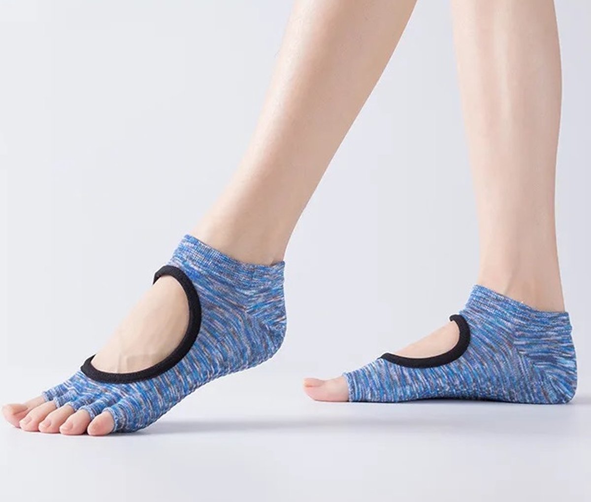 Yoga Socks Full Open Toe | Full Toe Yoga Sock | With Anti-Slip Bottom | Anti-Slip Socks | Pilates Socks | Size 36-40 | Blue Pattern