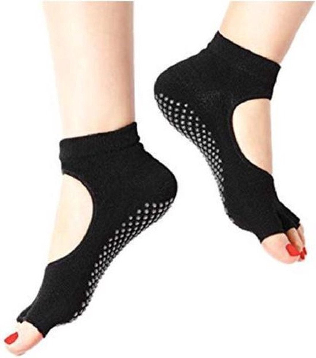 Yoga Socks Full Open Toe | Full Toe Yoga Sock | With Anti-Slip Bottom | Anti-Slip Socks | Pilates Socks | Size 36-40 | Black