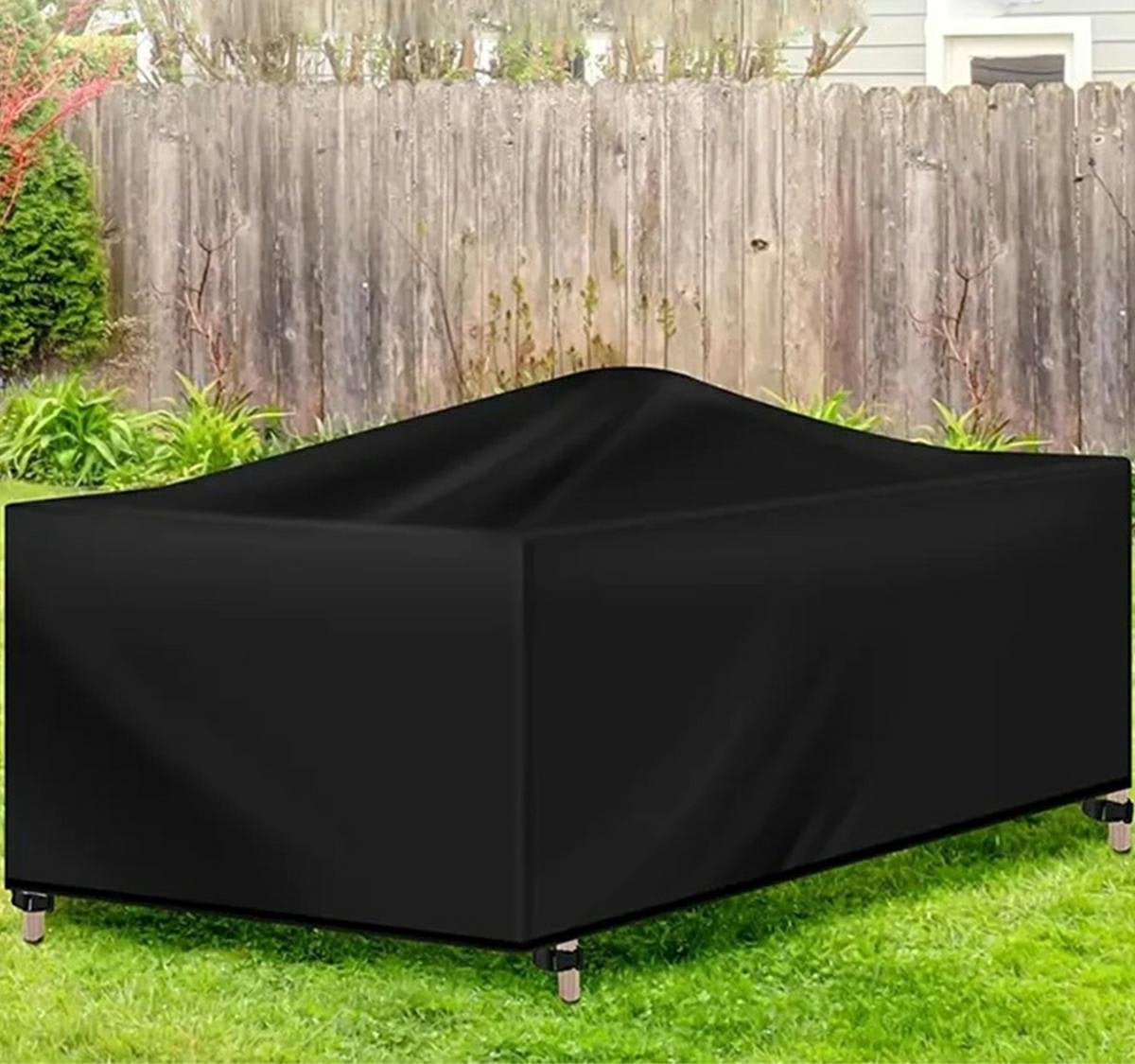Waterproof Garden Set Protective Cover with Drawstring and Good Drainage - W242 x L160 x H100CM - Black Garden Furniture Cover - Garden Furniture Cover - Garden Set Cover - Lounge Set Cover - Garden Table Cover