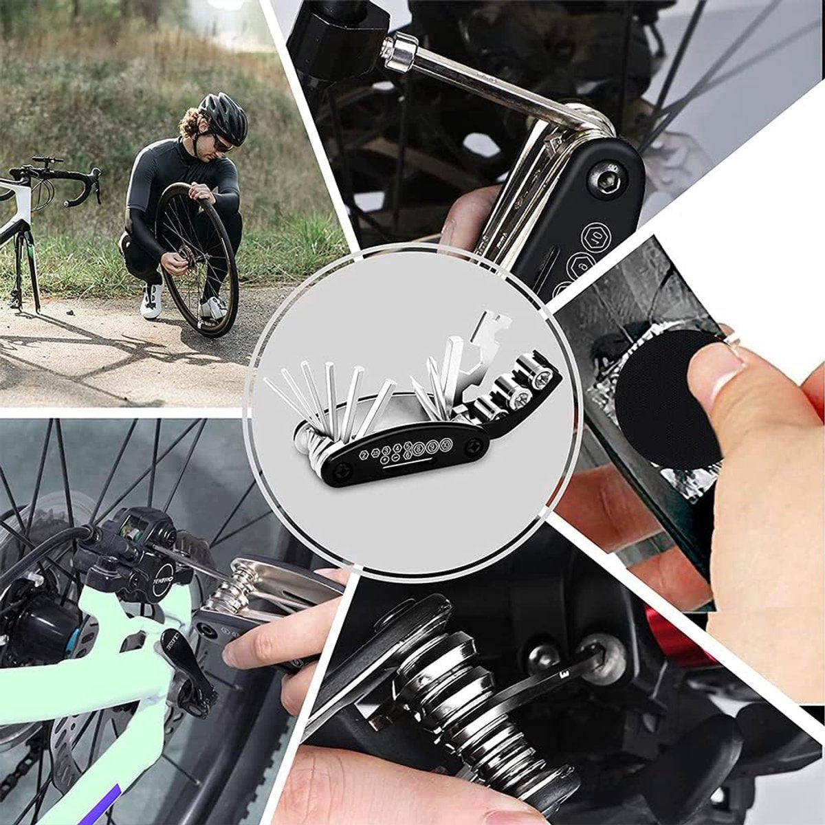 16-in-1 Bicycle Tool - Professional Bicycle Tool Set - Portable Foldable - Multifunctional Cycling Repair Kit - Bicycle Equipment Tools - Ideal for Bicycles / Mountain Bikes / Everyday Cyclist / Cycling Enthusiast