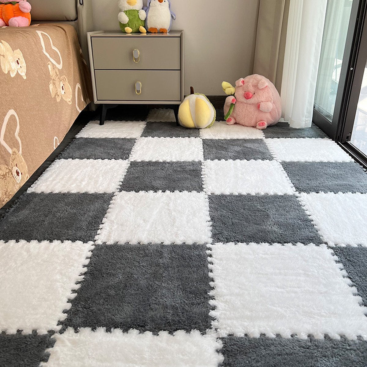 Puzzle Mat - 30x30x0.6cm - 10 Pieces - Puzzle Mats - EVA Foam Mat - Tile Floor Protector - Play Mat - Baby Play Mat - Yoga Mat - Home Workout - Foam Squares Floor Mat for Room Floor - Pink White