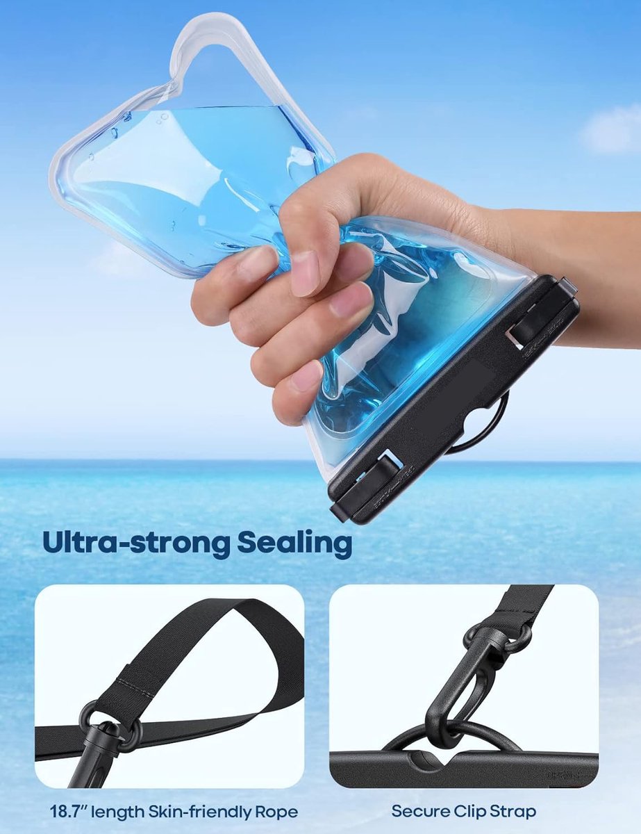 Waterproof Phone Cases - 2-Piece - Professional Dry Bag - Premium Quality Waterproof Phone Pouch - Underwater Case - for Vacation / Touring / Swimming - for Smartphones / Passport / Payment Cards - IPX8 Waterproof - Black