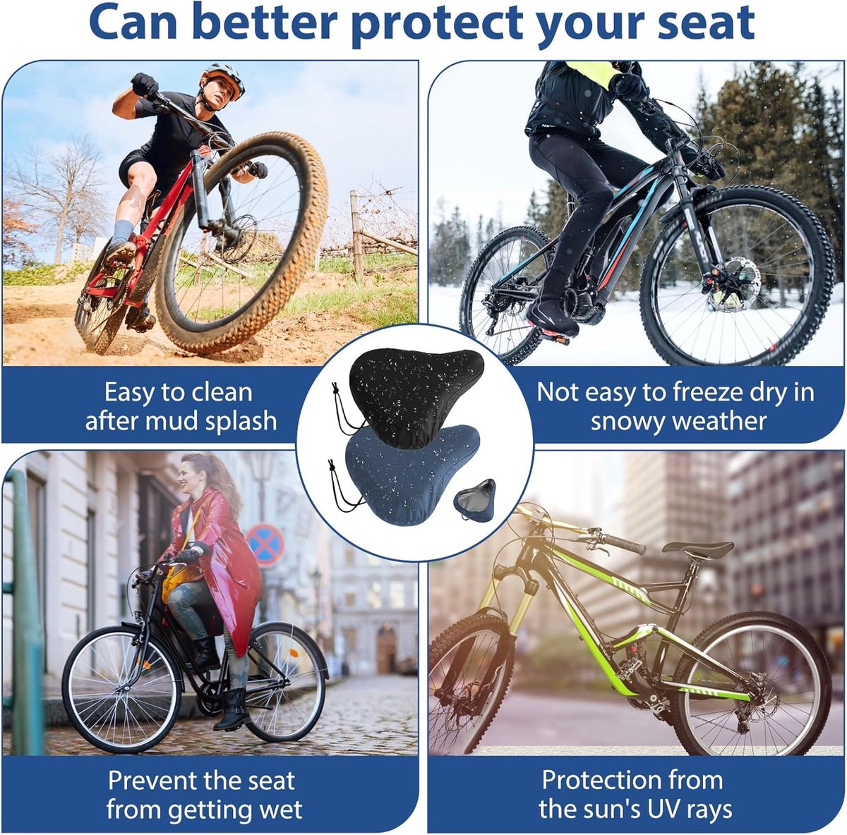 2 pieces - Bicycle Saddle Cover - Bicycle Saddle Cover - Waterproof Saddle Cover - Cover for Bicycle Saddle - Rain Cover - Saddle Cover - with drawstring - outdoor saddle cover - bicycle accessories - waterproof - universal - rain and dust protection - 24