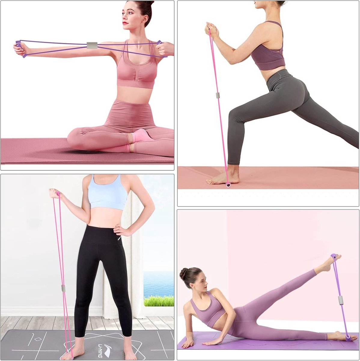 Fitness Elastic Bands - 2 Pieces - Figure 8 Resistance Bands - Resistance Power Band Tube - Fitness Bands - Yoga Resistance Band - Stretch Fitness Band - Resistance Cable - Pull Rope - Chest, Arm and Shoulder Stretch Bands - for Home Training, Strength Tr