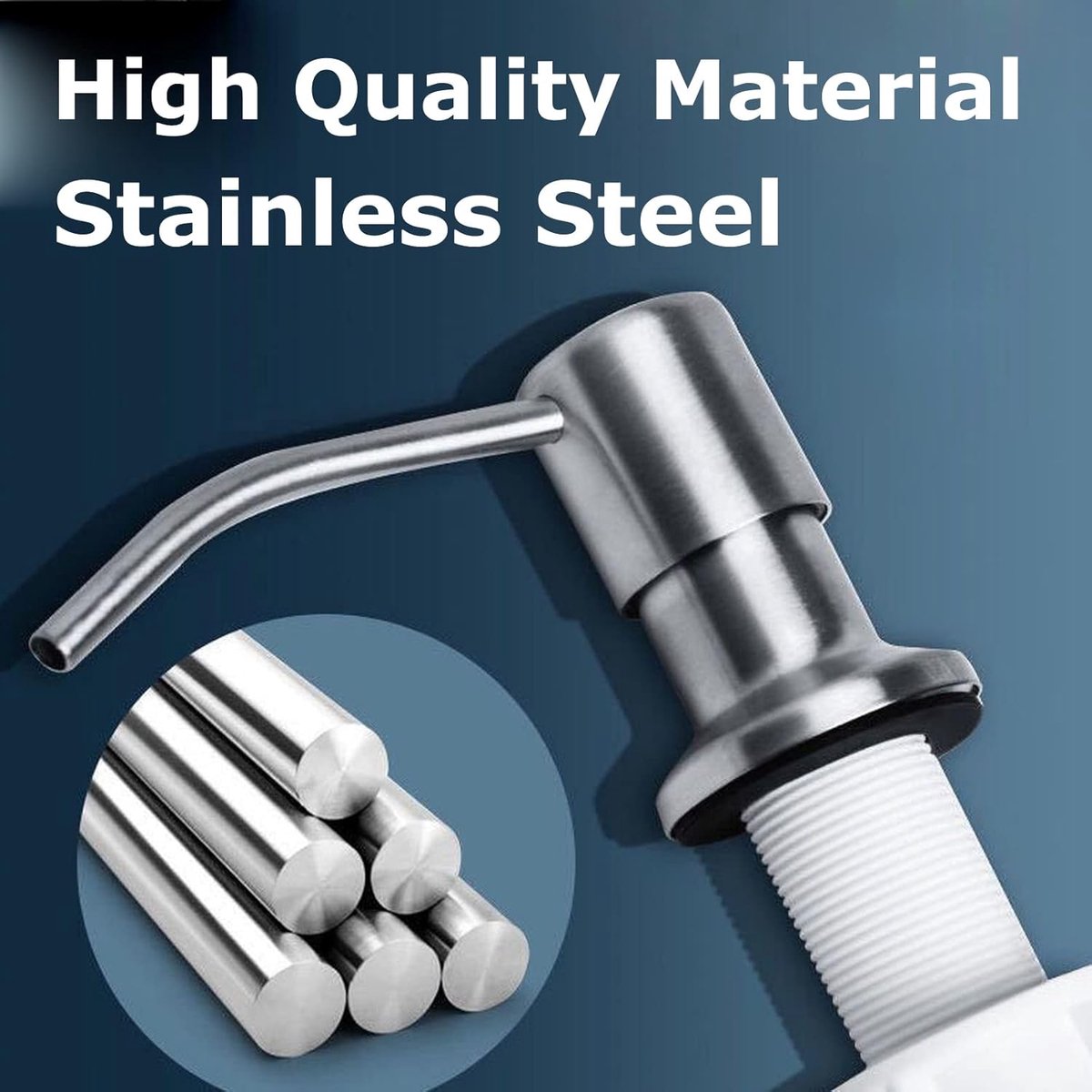 Soap Dispenser - 300 ml - Kitchen Detergent Dispenser - Sink Soap Dispenser - Stainless Steel Kitchen Detergent Dispenser - Refillable Soap Dispenser - With 360° Rotating Pump - Kitchen Accessories - Silver