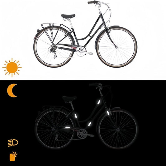 (4 pieces) 12 strips - Night vision stickers - reflective stickers - reflective strips - motorcycle decoration - for visibility in the dark - for bicycle, stroller, buggy, helmet, motorcycle, scooter, toys - 7*1.8 cm and 2.1 cm - black