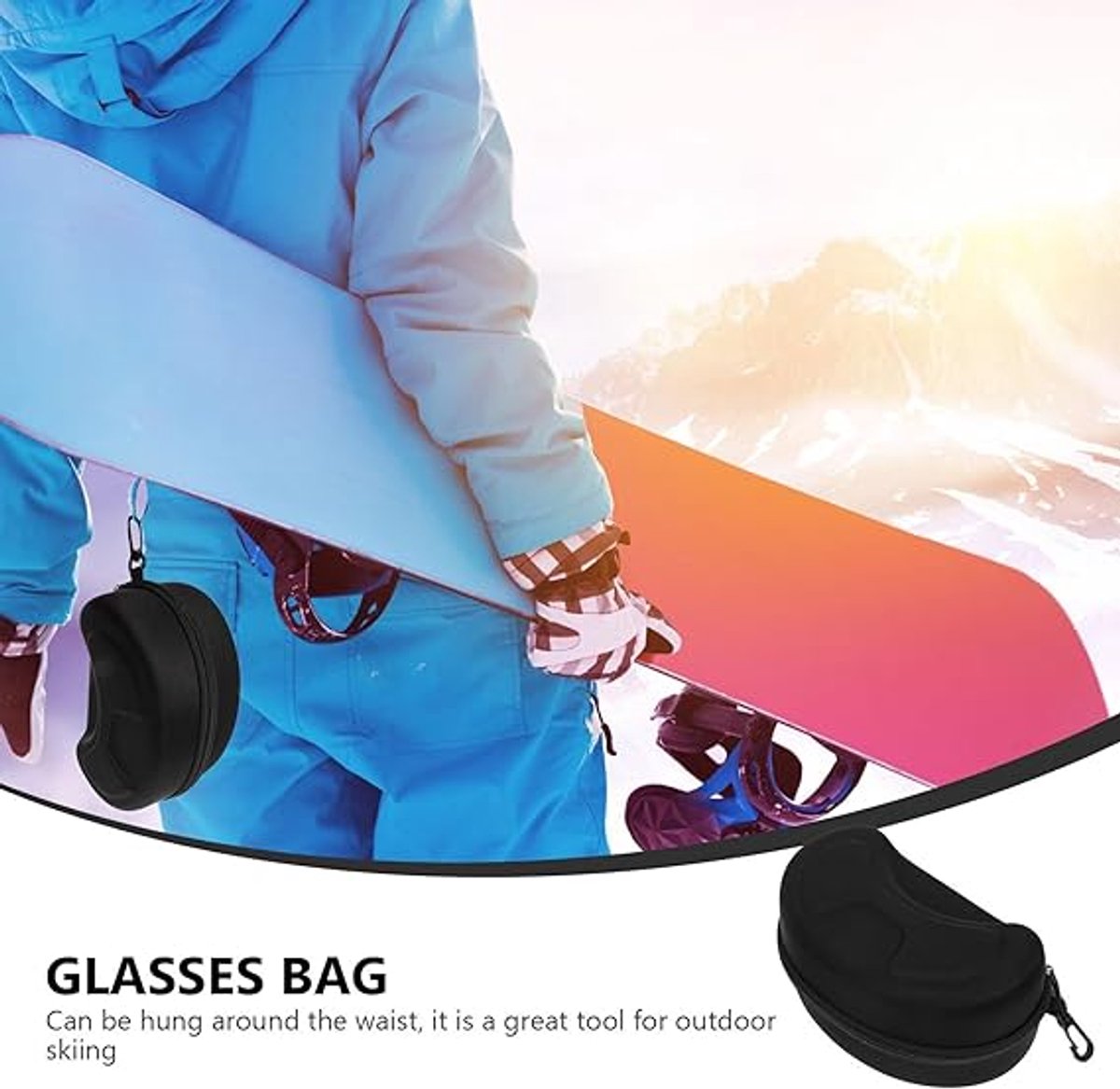 Ski goggles case - Sunglasses case - Glasses case - Glasses case - Ski goggles storage case - ski goggles protective cover - storage box - protective cover - with hook - for ski goggles, sunglasses, sports glasses, sunglasses and reading glasses - 20*12*1