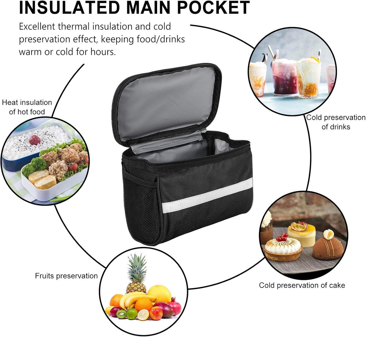 Bicycle Handlebar Bag - Waterproof Handlebar Bag - Detachable Bicycle Handlebar Bag - Bicycle Travel Accessories - Phone Bike Bag - Luggage Organizer - with transparent holder for mobile phones - Bicycle Bags for Electric Bikes - Black