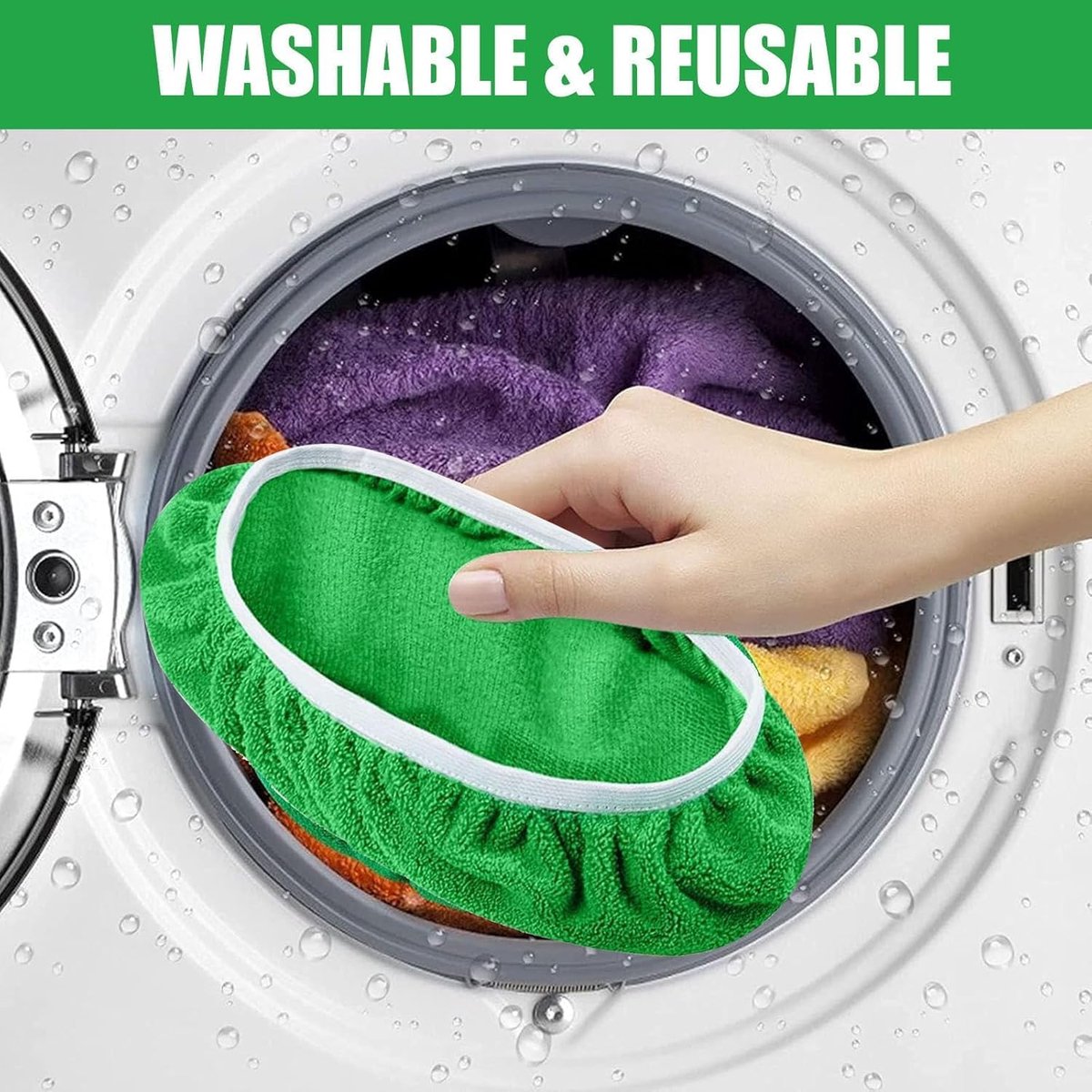 4 Pack Reusable Microfiber Mop Pads - Suitable for Efficient Sweeping Cleaning - Suitable for Swiffer Sweeper - Wet & Dry Cleaning Cloths - Mop Head Replacement - Washable Refills - for Household Floors - 25 x 11.5 cm