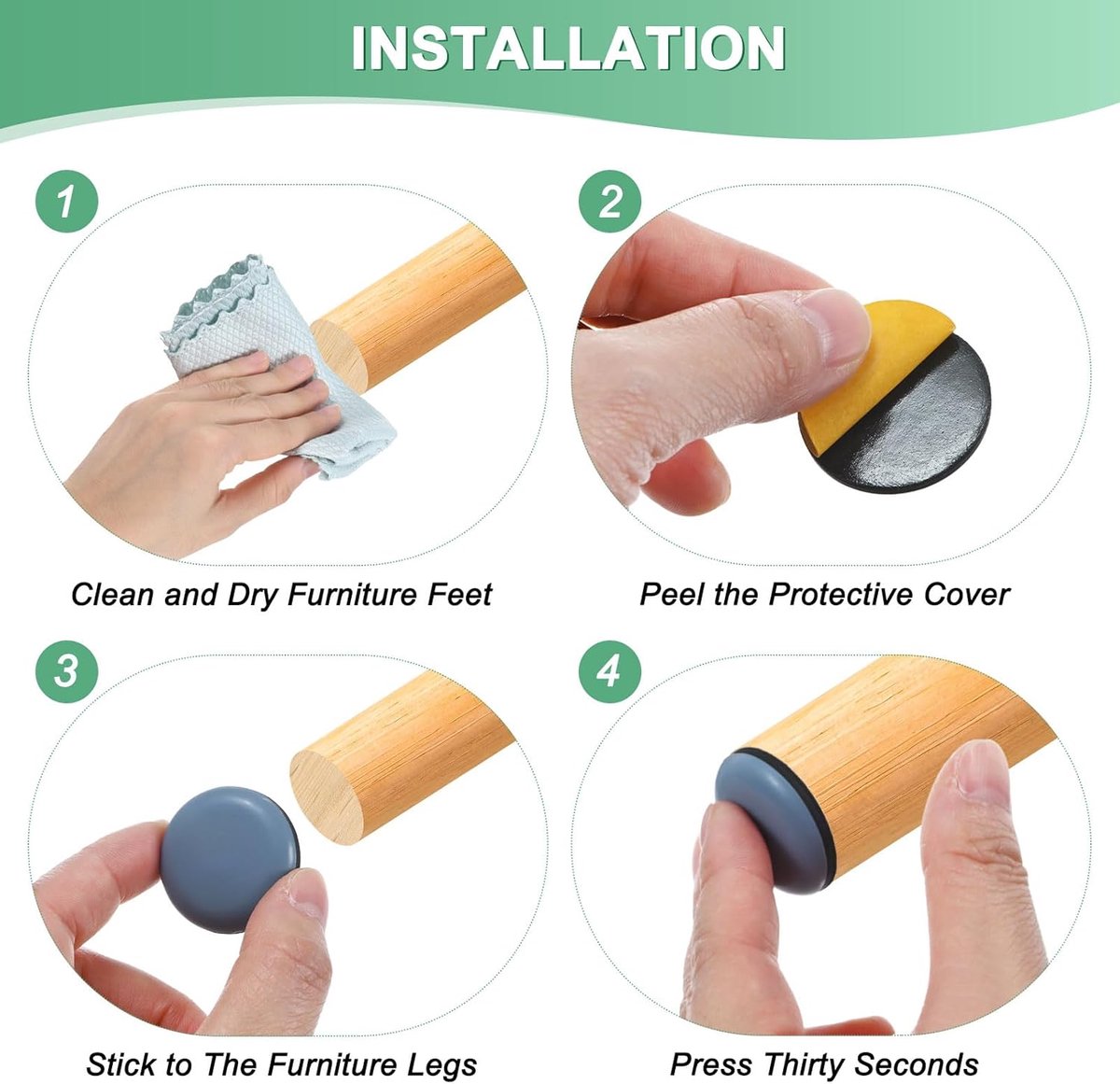 40 pieces - Furniture mats - Teflon furniture glides - Teflon furniture mats - Foot pads for table and chair - floor protectors - easy to move - for chairs, tables, sofas and beds - round - 20*20*5.5 mm
