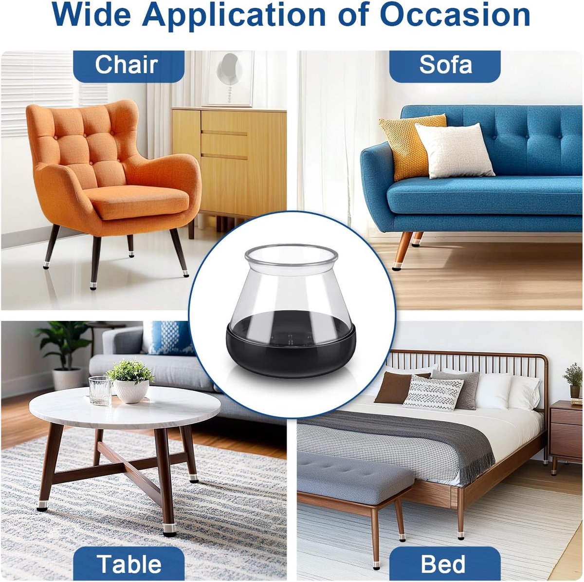 28 Pieces Chair Leg Protectors - Silicone Protective Caps - Chair Leg Protectors - Round Medium Silicone Chair Cushion - Anti-Scratch Felt - Furniture Cushions - Chair Leg Protectors - Carpet Chair Leg Cushions (fit: 20.1-30 mm) - Floor Protection - Black