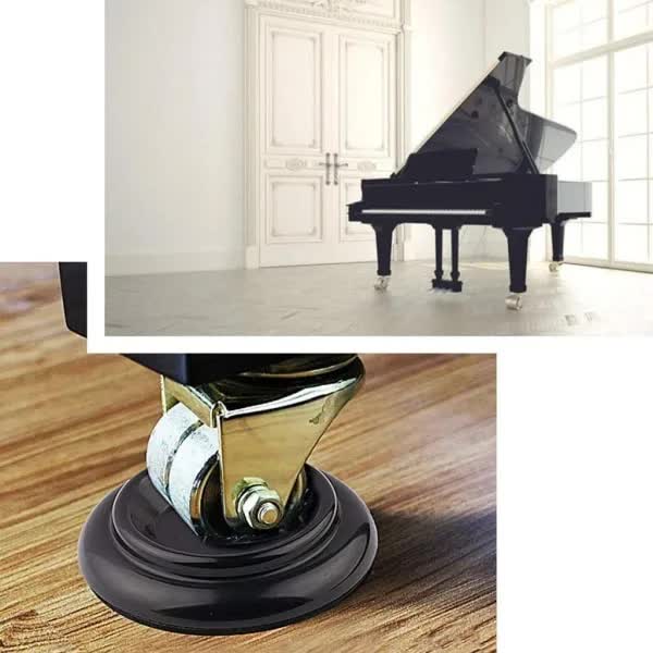 Hardwood Piano Mats with Foam Pads 4 pcs Black ABS Furniture Foot Protectors Compatible with Piano Wheels Solid Wheels