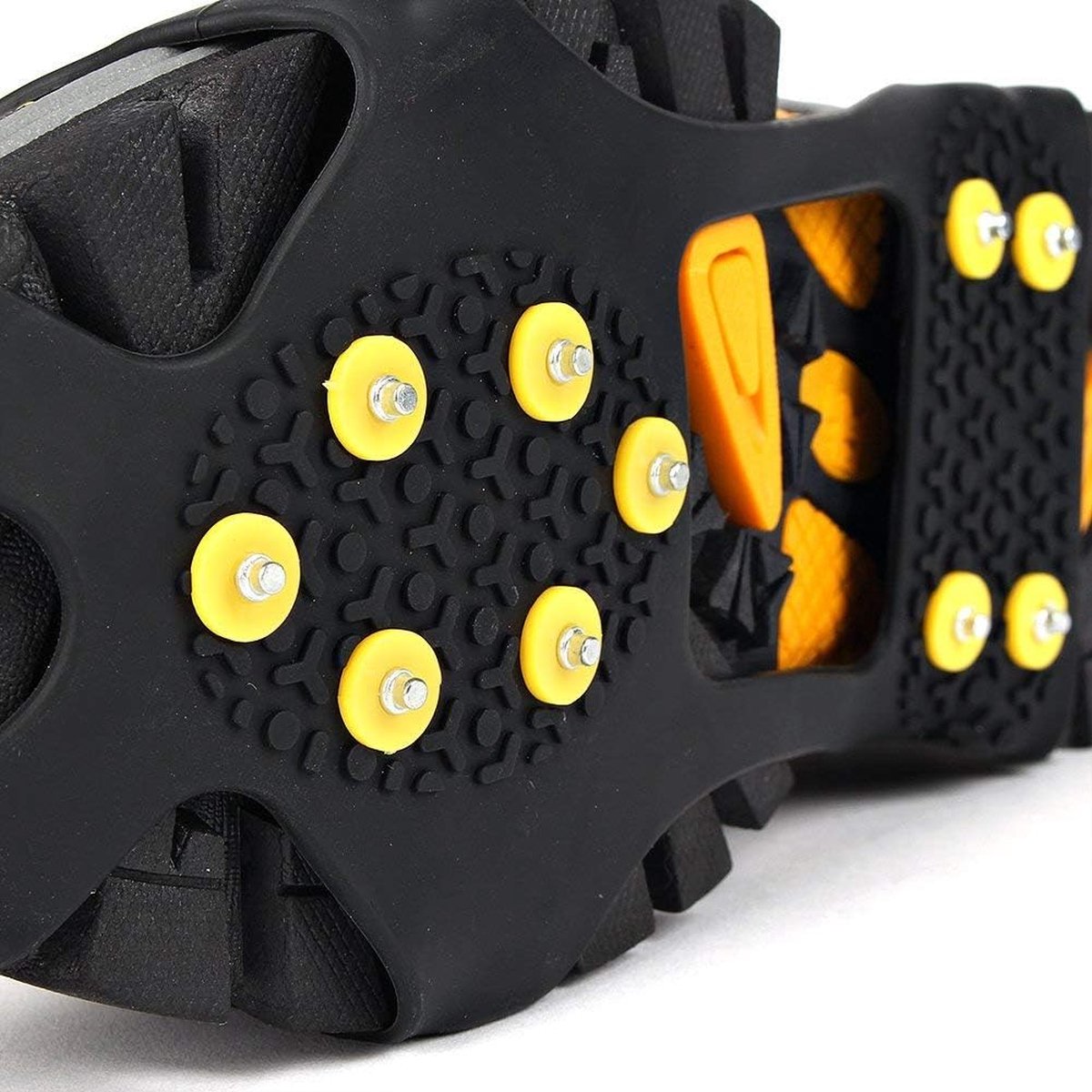 Snow grips over shoes/boots 10 studs Ice Traction Universal Slip on Stretch Fit Snow and Ice, Snow Cleats Crampons Ice Spikes Snow Grips for Winter - L (40-43)