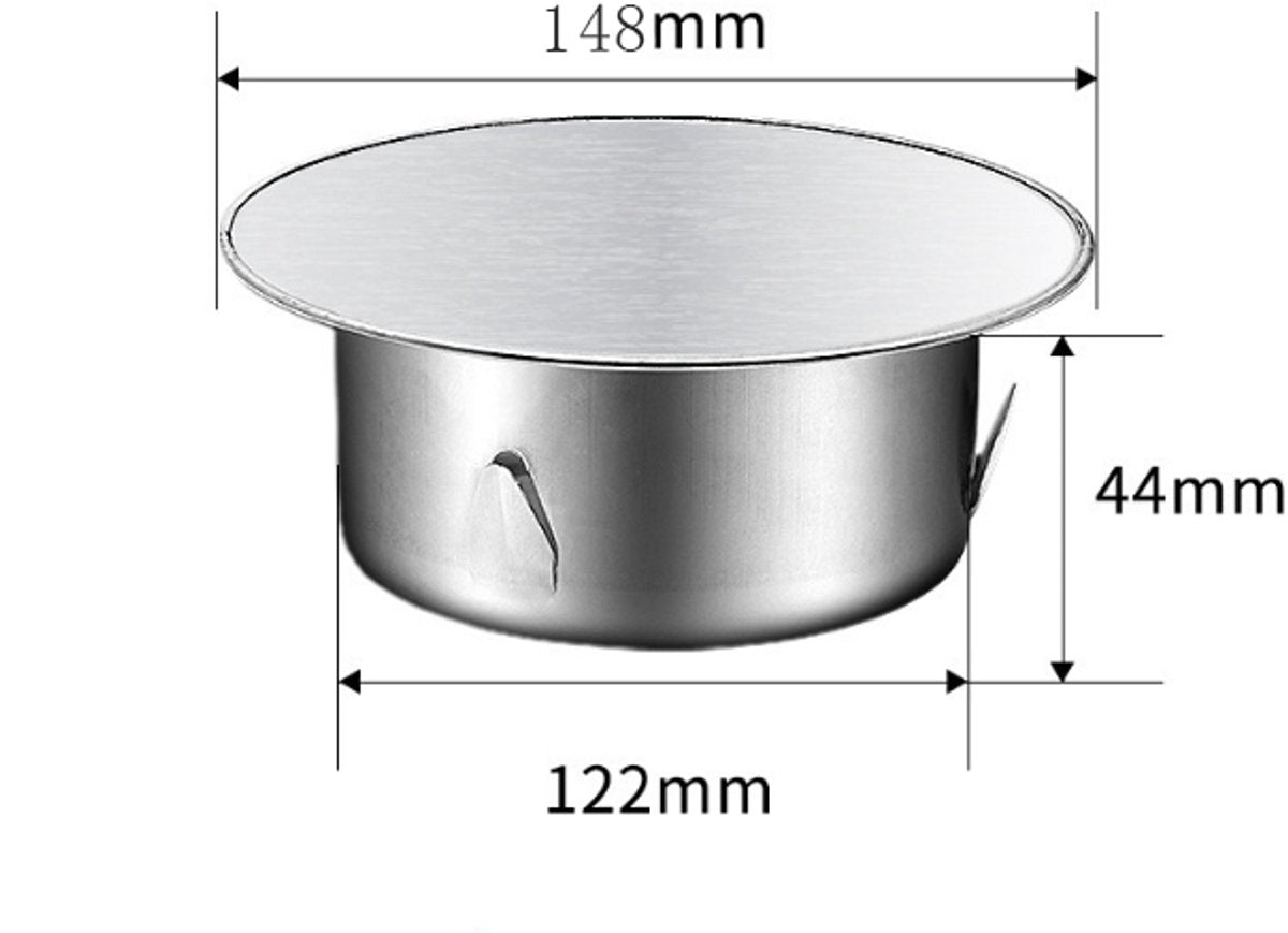 Chimney hood - Stainless steel - Pipe hood - Ø 148 mm - Base diameter: 122 mm - Depth 45 mm - Prevents foreign objects from entering - Prevents odor formation